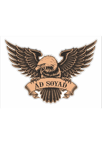 Kişiye Özel Ad Soyad Kartal Sticker - Araba Oto Motosiklet Karavan Sticker 00070