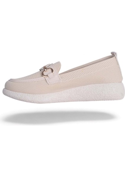 Abboud 2154 Krem Kadın Babet Ayakkabı modelleri