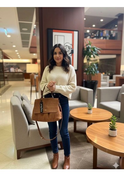 Gerçek Süet Deri Kadın Çantası