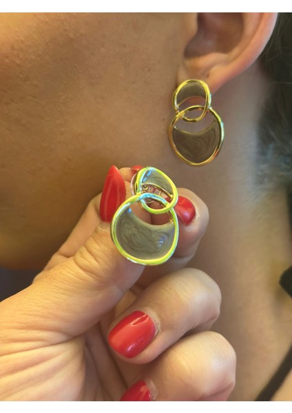 Sedefli Renkli Kadın Küpe 3 cm