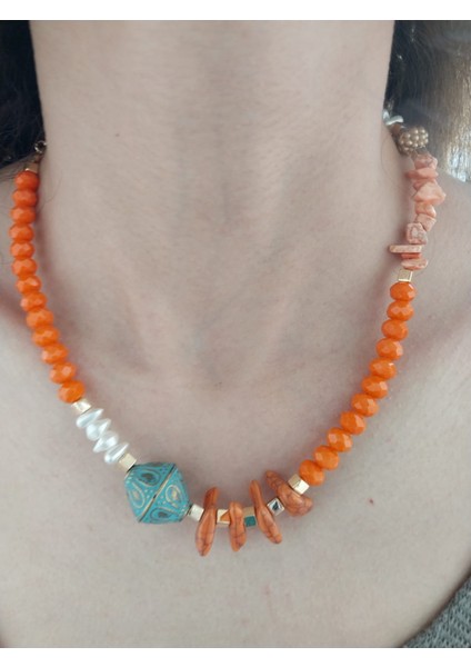 Doğal Taş Kadın Etnik Kolye 20 cm fiyatları