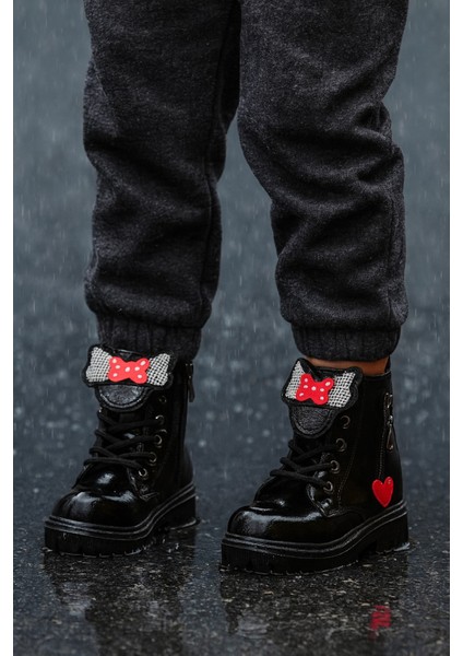 Ortopedik Bağcıklı Fermuarlı Kız Çocuk Bot Ayakkabı Siyah Kız Çocuk Bot modelleri