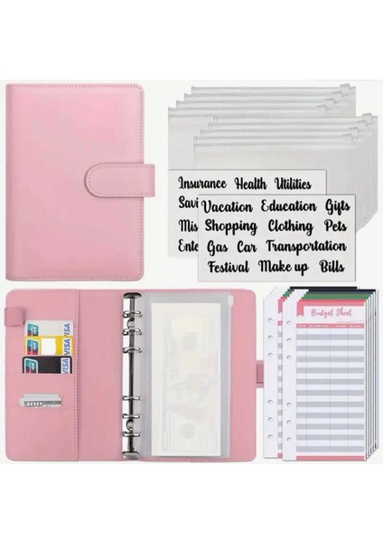 Birikim Ajandası Bütçe Organizeri A6 Bütçe Planlayıcı Cüzdan 10 Zarflı