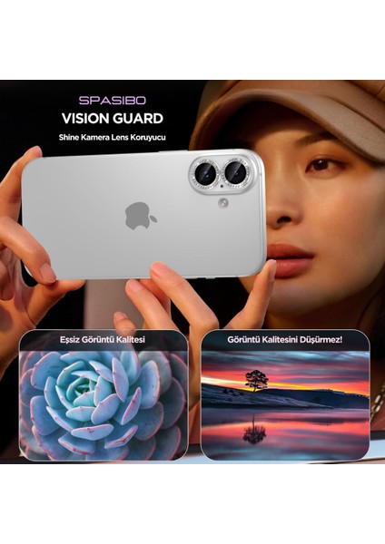 iPhone 16 Kristal Taşlı Kamera Lens Koruyucu | Spasibo Vision Guard fırsatları