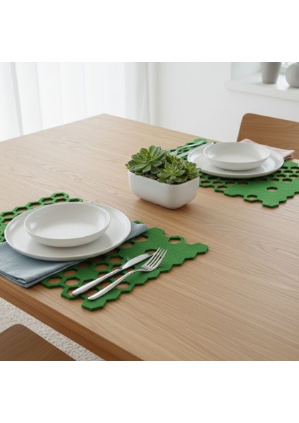 2 Adet Keçe Amerikan Servis Dikdörtgen Supla 33X44 Cm-Bal Peteği Desenli Supla fiyatları