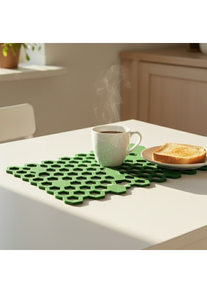 2 Adet Keçe Amerikan Servis Dikdörtgen Supla 33X44 Cm-Bal Peteği Desenli Supla fırsatları