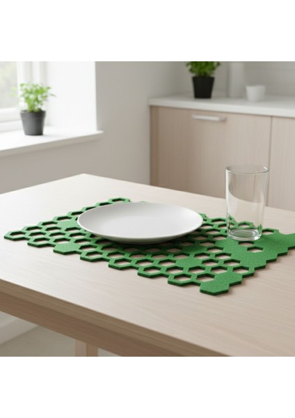 2 Adet Keçe Amerikan Servis Dikdörtgen Supla 33X44 Cm-Bal Peteği Desenli Supla indirimleri