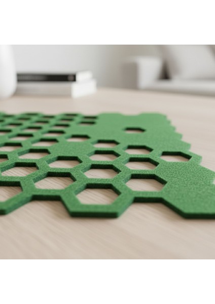 2 Adet Keçe Amerikan Servis Dikdörtgen Supla 33X44 Cm-Bal Peteği Desenli Supla