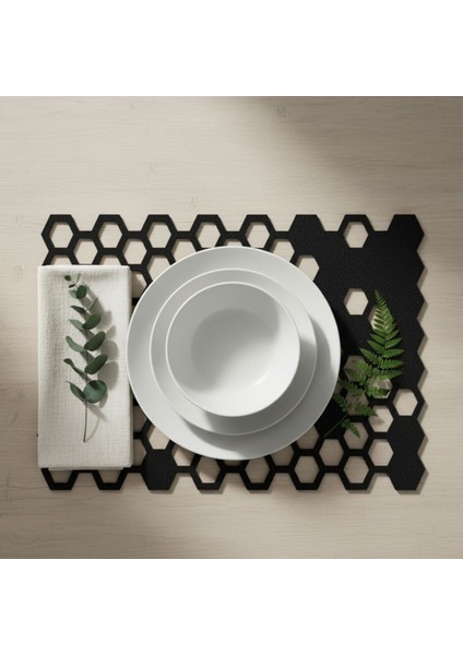 2 Adet Keçe Amerikan Servis Dikdörtgen Supla 33X44 Cm-Bal Peteği Desenli Supla fiyatları