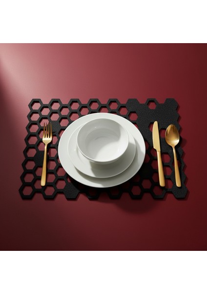 2 Adet Keçe Amerikan Servis Dikdörtgen Supla 33X44 Cm-Bal Peteği Desenli Supla modelleri