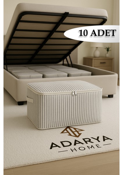 10’lu Antrasit Çizgili Baza Altı Çekyat Hurç 60×40×22 cm