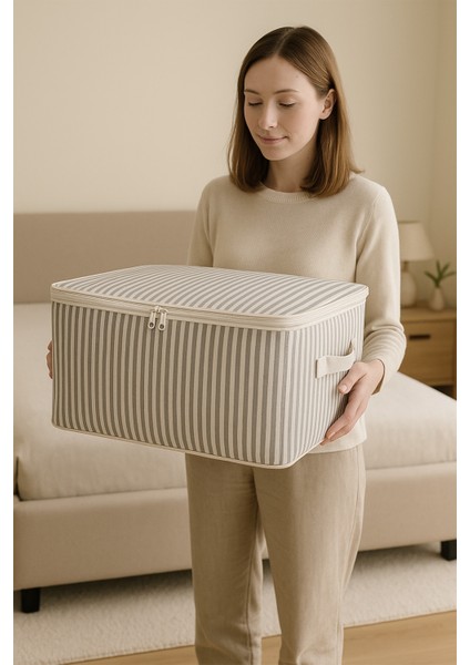 10’lu Antrasit Çizgili Baza Altı Çekyat Hurç 60×40×22 cm fiyatları