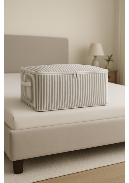 10’lu Antrasit Çizgili Baza Altı Çekyat Hurç 60×40×22 cm modelleri