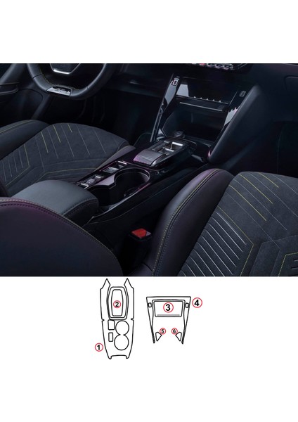 Peugeot 2008 E-Toggle Uyumlu Vites Etrafı Piano Black Tpu Koruyucu 6 Lı Set