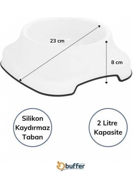 Silikon Kaydırmaz Taban Plastik Kedi ve Köpek Mama ve Su Kabı 2 L modelleri