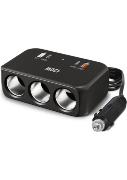 120W Araç Çakmak Çoklayıcı USB Çıkışlı Oto Çakmaklık Soketi Çoğaltıcı Adaptör Şarj Cihazı fırsatları