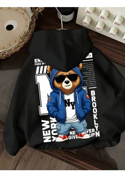 Özel Tasarım Kapüşonlu Brooklyn Ny Baskılı %100 Pamuk Hip Hop Erkek Çocuk Sweatshırt
