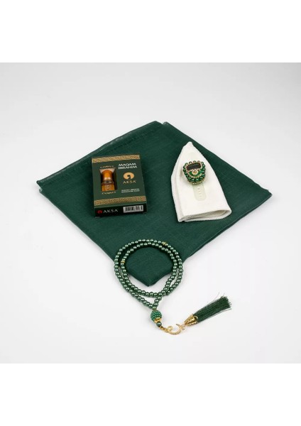 Eşarp + Takke + Esans + Tesbih + Zikirmatik Hediye Seti (Asetat Kutulu, Yeşil) fiyatları