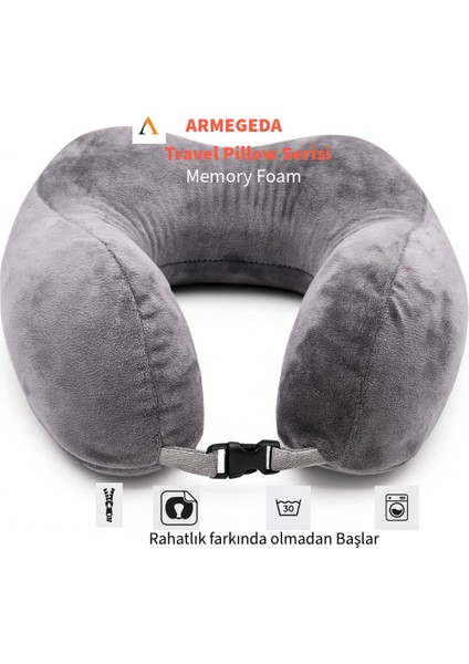 Gri Memory Foam Boyun Destekli Seyahat Yastığı – U Şekilli modelleri