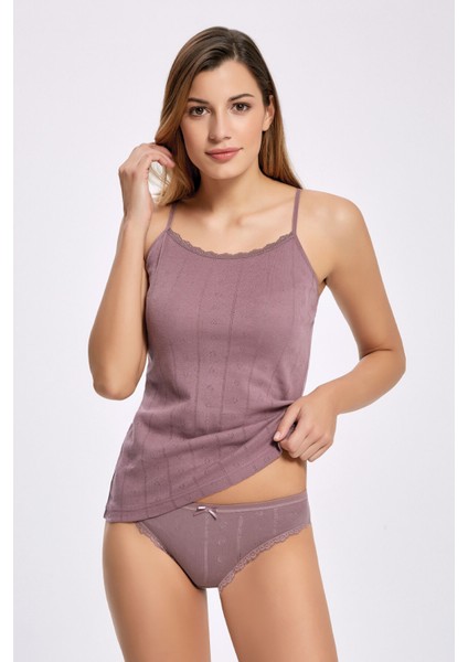 Bradıen %100 Pamuk Renkli Kalp Desenli (Jakarlı) Ip Askı Dantelli Külot Takım fırsatları