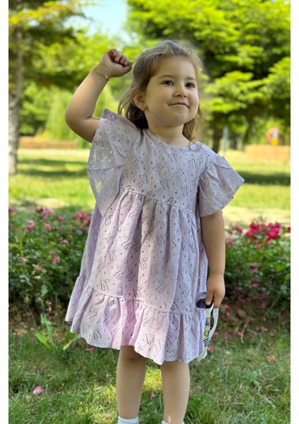 Kız Bebek Elbise Kız Çocuk Elbise Doğum Günü Parti Düğün Elbise Dantelli Kısa Kol astarlı elbise