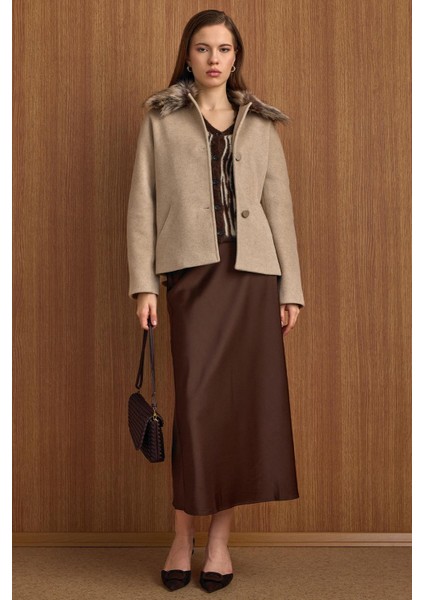 Yakası Çıkabilen Kürklü Kısa Kaban Taş 3158 fiyatları