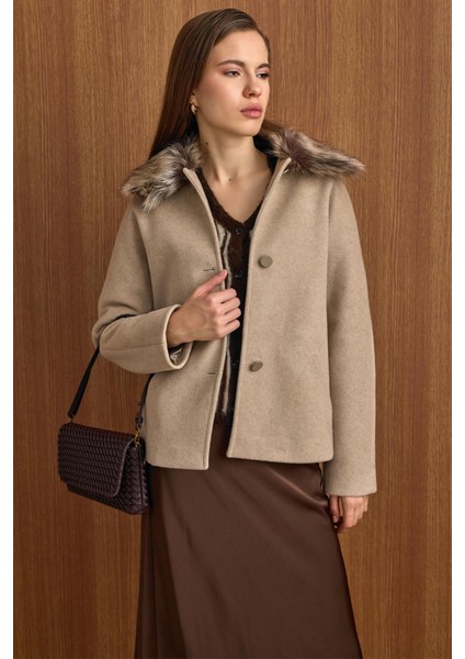 Yakası Çıkabilen Kürklü Kısa Kaban Taş 3158 indirimleri