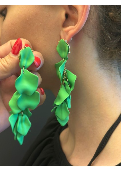 Yapraklı Tasarım Kadın Küpe 10 cm modelleri