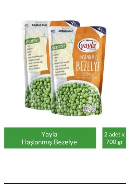 Haşlanmış Bezelye 700 gr x 2 Adet
