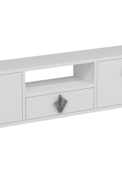 1316DROPDD-32 Duvara Montaj Tv Sehpası-Beyaz-Gümüş indirimleri