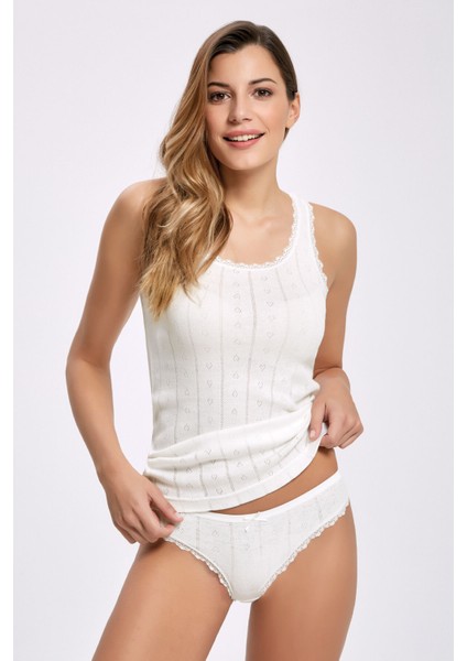 %100 Pamuk Renkli Kalp Desenli (Jakarlı) Geniş Askı Dantelli Külot Takım