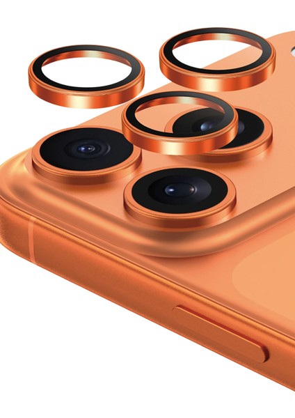 Apple iPhone 17 Pro & 17 Pro Max Bright Pvd Metal Kamera Lens Camı - Turuncu