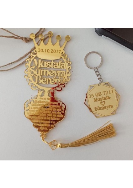 Kişiye Özel Dikiz Aynası Süsü (1 Anahtarlıkl) Ayet-El Kürsi Yazılı