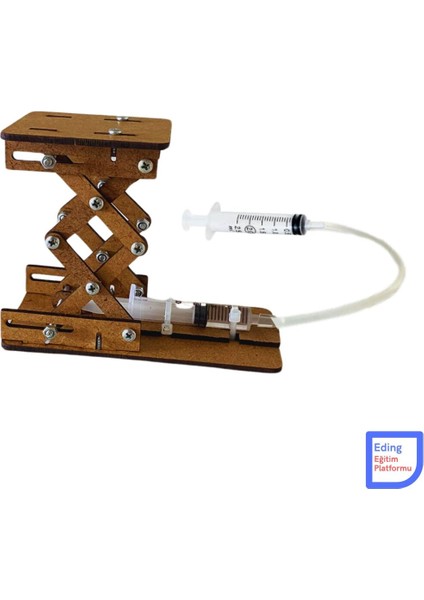 Hidrolik Asansör Sıvı Basınç Pascal Kanunu Stem Sıvı Basıncı Fen Deney Seti - Montajlı modelleri