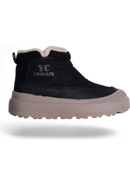 Twincers 2028 Siyah-Bej Kadın Kışlık Düz Bot Ayakkabı fiyatları