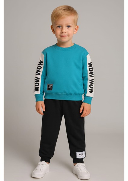 Kolları Yazı Baskılı Üç Ip Erkek Çocuk Takım