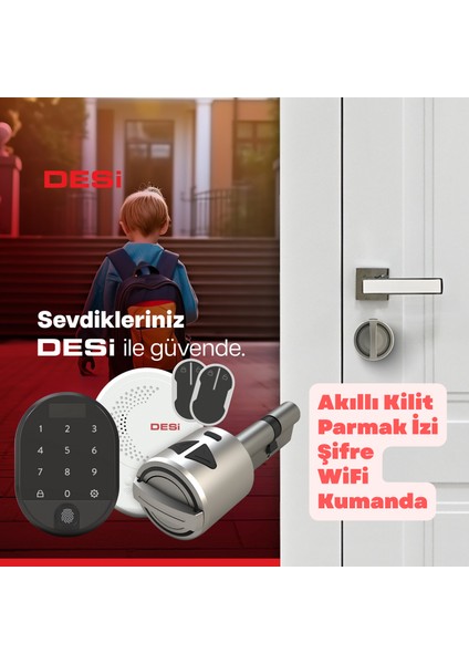 Utopic R Internet Wifi Akıllı Kapı Kilidi Parmak Izi Şifre Kumandalı Akıllı Kilit Set