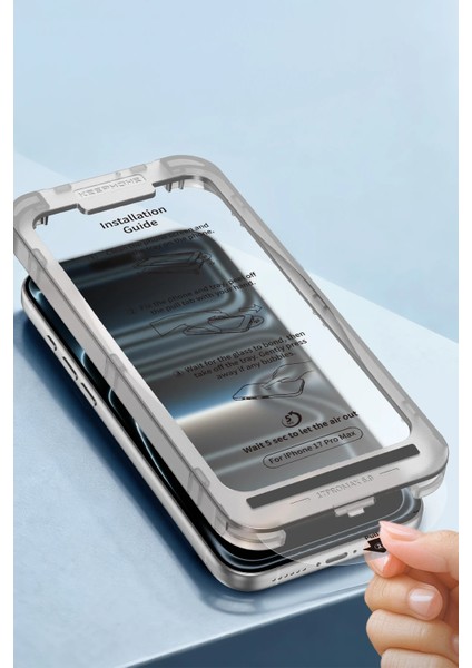 Apple iPhone 17 Pro Otomatik Kurulum Easyfit Hd Şeffaf Cam Ekran Koruyucu modelleri