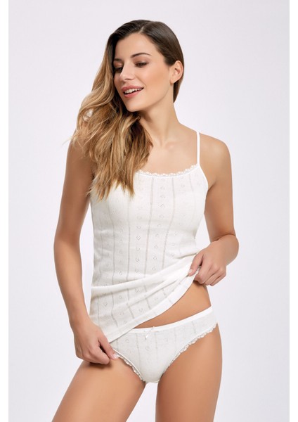 Bradıen %100 Pamuk Renkli Kalp Desenli (Jakarlı) Ip Askı Dantelli Külot Takım modelleri