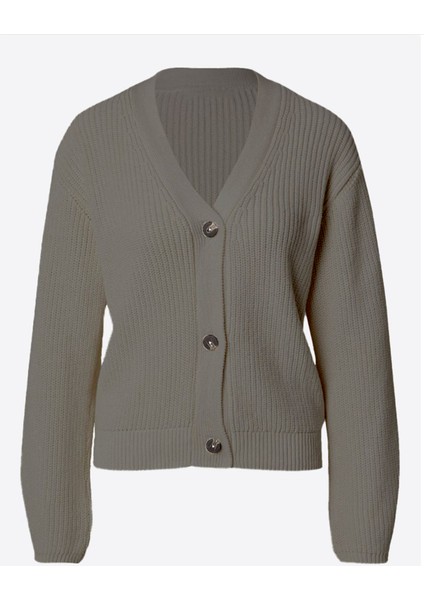 Kadın Düğmeli Kısa Triko Hırka