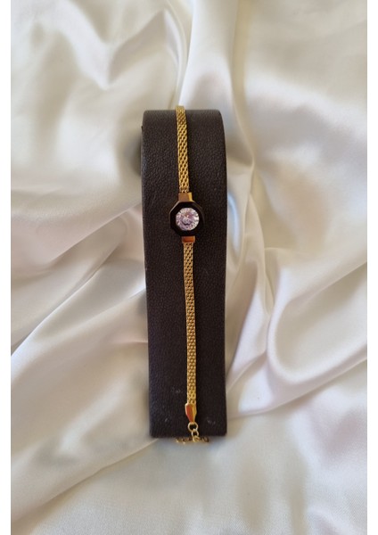 316L Çelik Gold Renk Ezme Zincir Zirkon Taşlı Mineli Serenay Kolye Bileklik Set fırsatları