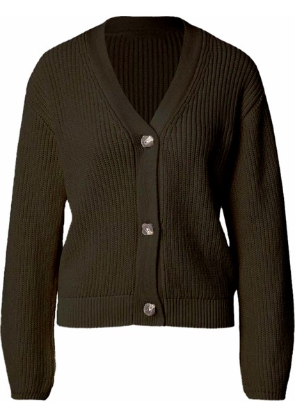 Kadın Düğmeli Kısa Triko Hırka