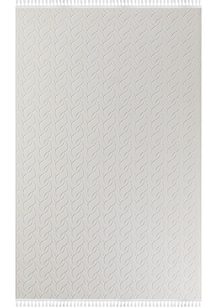 Oslo Premium mt Yıkanabilir Kaymaz Tabanlı Saçaklı Kesme Rulo Halı Yolluk Krem