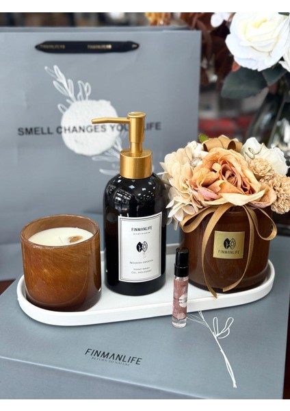 Tasarım Mumluk Seti-Amber