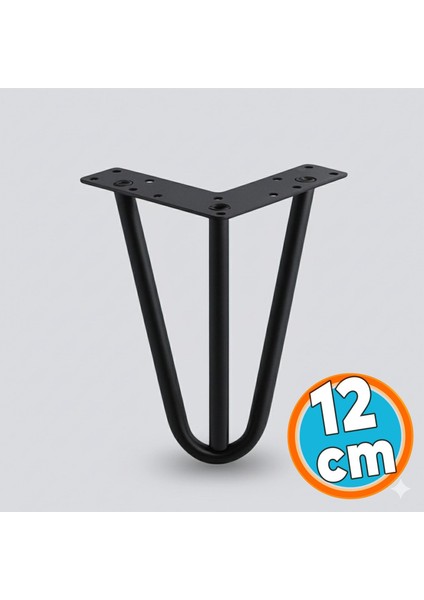 Mobilya Ayağı Üçgen Modern Tasarım Koltuk Sehpa Masa Tv Ünitesi Uyumlu 12 cm Siyah Metal
