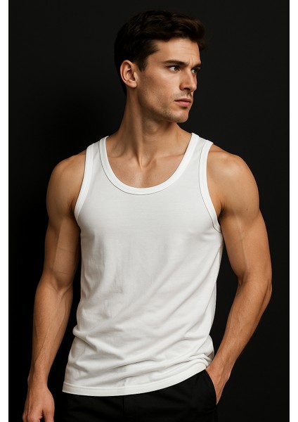 6'lı %100 Pamuklu Erkek Beyaz Askılı Atlet