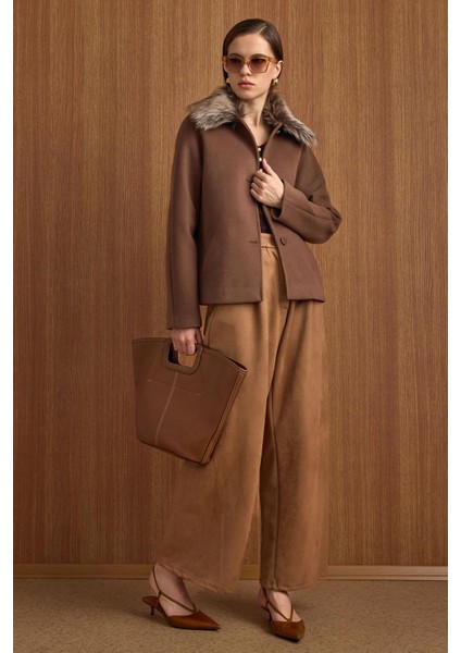 Yakası Çıkabilen Kürklü Kısa Kaban A.kahve 3158 fırsatları