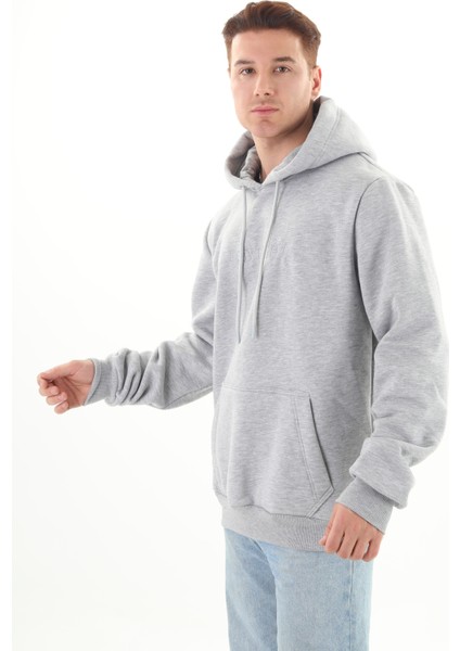 Unisex Nakışlı Gri Kapüşonlu Sweatshirt (Nakışlı gri) Sweatshirtlerimiz 290 gram şardonlu 3 iplikli kumaştan üretilmiştir indirimleri