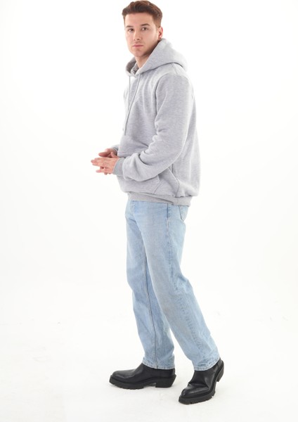 Unisex Nakışlı Gri Kapüşonlu Sweatshirt (Nakışlı gri) Sweatshirtlerimiz 290 gram şardonlu 3 iplikli kumaştan üretilmiştir