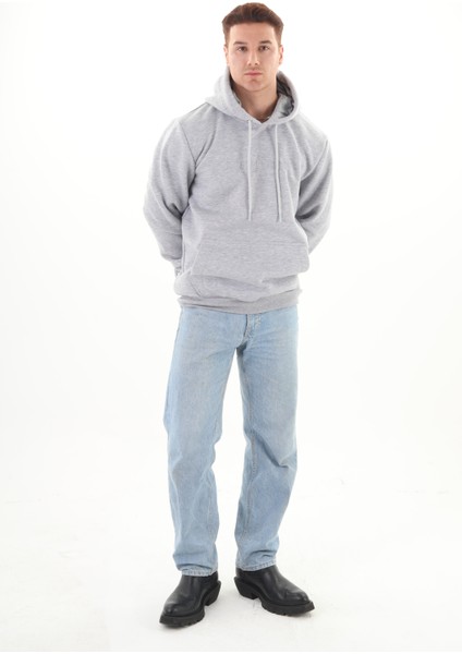 Unisex Nakışlı Gri Kapüşonlu Sweatshirt (Nakışlı gri) Sweatshirtlerimiz 290 gram şardonlu 3 iplikli kumaştan üretilmiştir